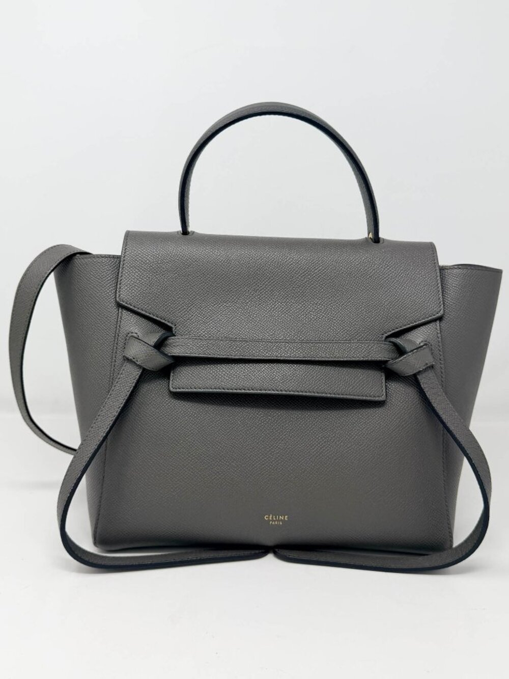 Celine Micro Belt Bag in Grey Grained Calfskin